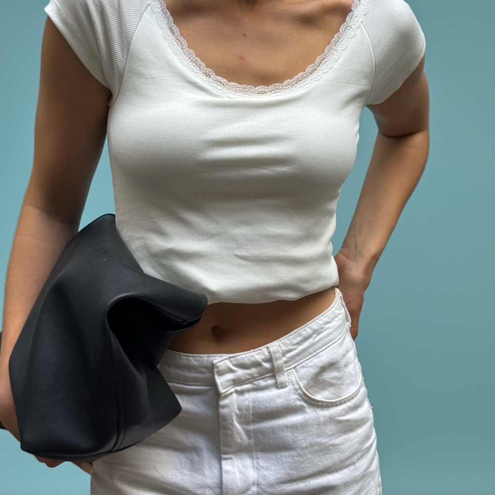 Klassy Network White Lace Accent Crop Top